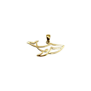 Whale Minimal One Line Solid Gold Pendant GPD6368